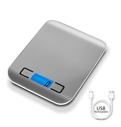 Imagen 5 de 6 de Balanza Gramera Digital De Cocina Recargable Usb 5000 Gr