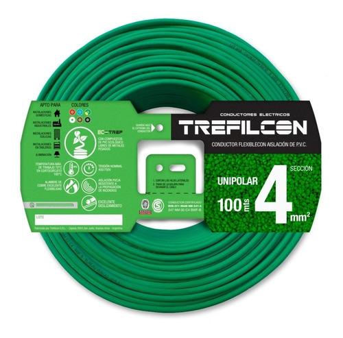 Cable Unipolar Trefilcon 4 Mm Normalizado Rollo 100 Metros