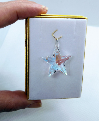 Pingente Estrela Cristal Swarovski 2,8 Cm Blue Ab Prata 925