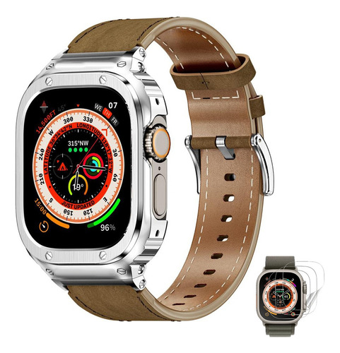 Correa De Cuero Funda Mica Para Apple Watch Ultra 9 8 7 6 Se