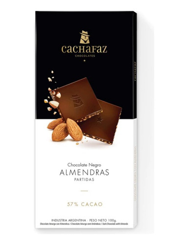 Chocolate Negro Con Almendras 57% Cacao Cachafaz Pack X 12 U