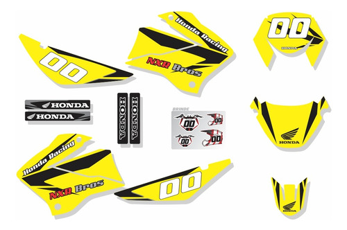 Kit Adesivo Moto Cross Trilha Nx Bros 125 Amarela Lm052