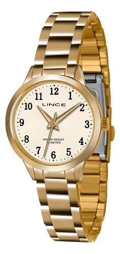 Relogio Lince Feminino Social Dourado Wr 50 Metros Lrgh034l