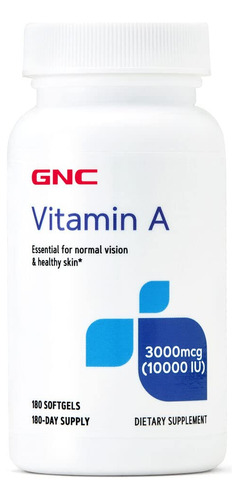 Gnc Vitamina A  Mcg ( Ui), 180 Cápsulas Blandas