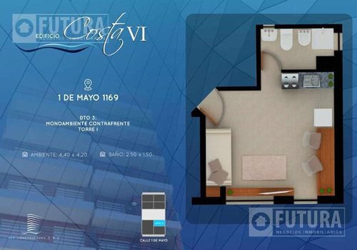 Imagen 2 de 17 de Monoambiente En Venta, A Estrenar En Barrio Martin U07-03 Torre I