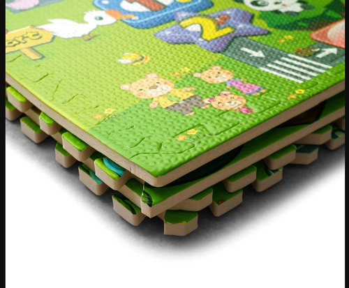 Tapete Didáctico Infantil Animales Foamy Piso Suave Bebés Verde Animales