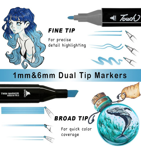 Hevegrd 80 Colors Alcohol Markers Set, Dual Tips Blender