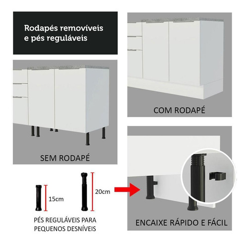 Ilha De Cozinha Com Bancada E Balcão 120 Cm Branco