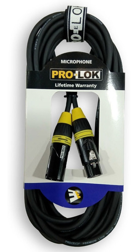 Cable Pro-lok Pcm20x-blk-pl 20ft Conectores Xlr/xlr 6.09 Mts