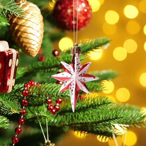 2 Enfeites De Árvore De Natal, Estrela De 8 Pontas 6pcs