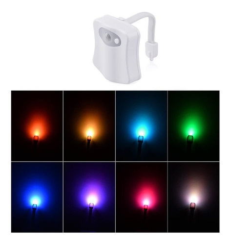 Luz Led Para Inodoro Wc Baño Con Sensor Movimiento 8 Colores