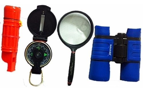 Kit Explorador Galileo Con Binocular,brujula,lupa,silbato
