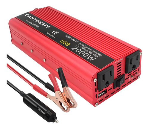 Inversor De Corriente Cantonape, 1000w, 12v A 110v, P/ Coche