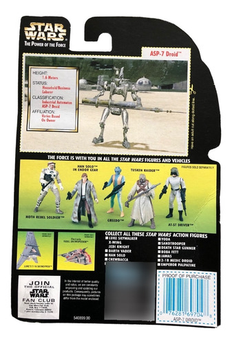 Asp-7 Droid Figura Star Wars Power Of The Force 3.75