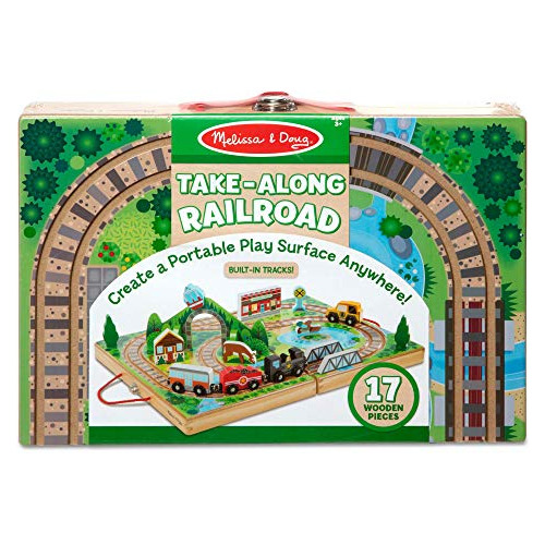 Juego De Mesa Portatil 3 Vagones De Tren 17 Pzs Color Verde