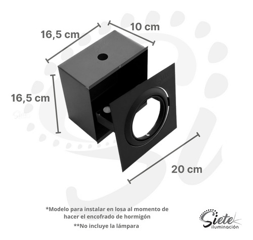 Spot Para Embutir Techo Hormigón 1 Luz Ar111 Gu10 Cardánico