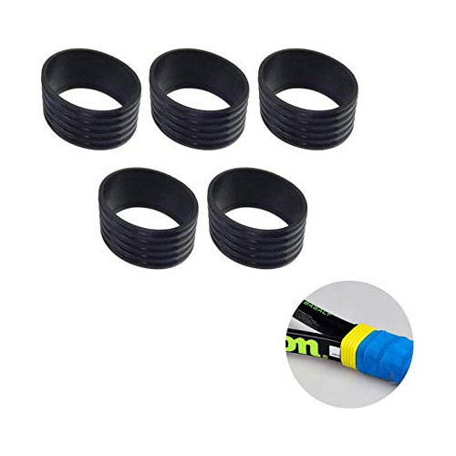 Loveindiy 5pcs Tennis Racket Handle Rubber Ring Stretchy Ten