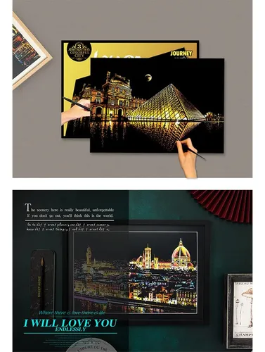Scratch Art Paper Painting Set With Tools, Scratch Off