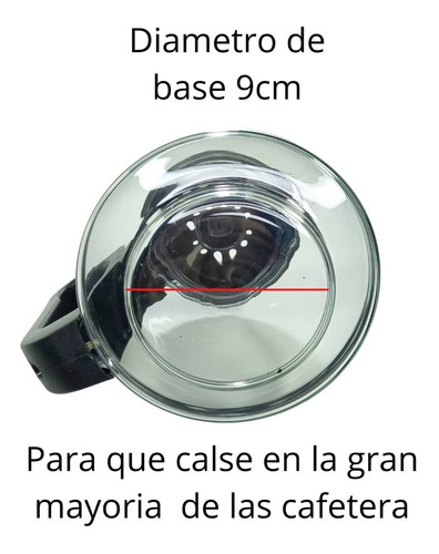 Imagen 5 de 10 de Vaso Jarra Conico De Vidrio Para Cafetera Tapa Regulable