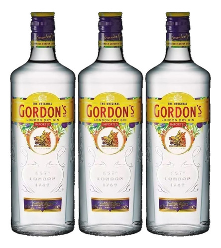 Gin Gordons 700ml X 3 Unidades
