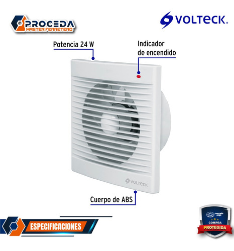 Extractor De Aire De 6 , Blanco, Volteck 48532