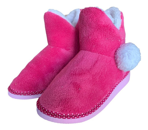 Botas Con Pompon Pantufla Chinela Piel Corderito Peluche