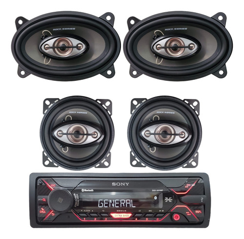 Estereo Sony + Bocinas 4x6 Y 4 Pulgadas Rock Series