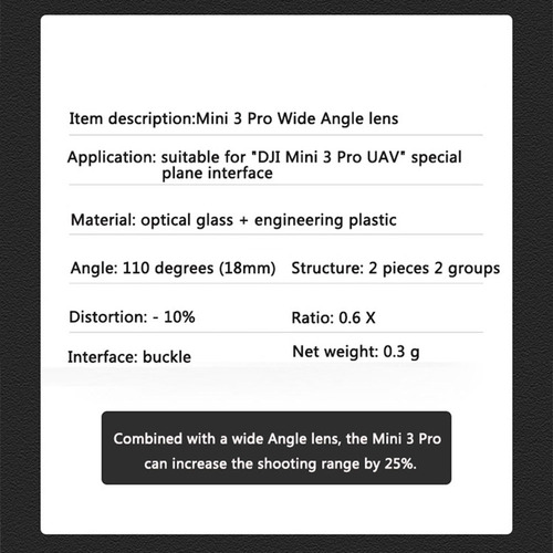 Filtro De Grande Angular De Drone Para Dji Mavic Mini3 Pro