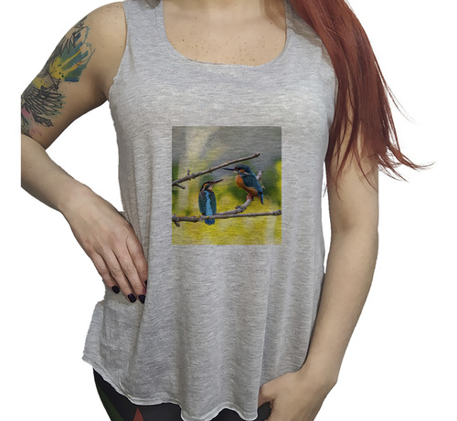 Musculosa Dama Aves 1 Colibri Pareja Ramas Del Arbol