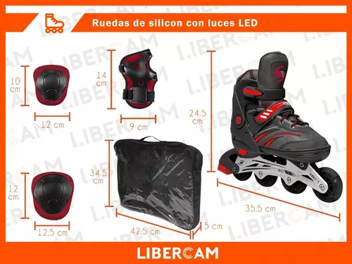 Rollers Patines Para Niños Extensible Ruedas Rgb Proteccion