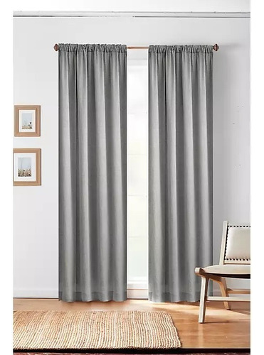 Juego Cortinas Blackout Lavables Presillas Ocultas Textil Gris Claro