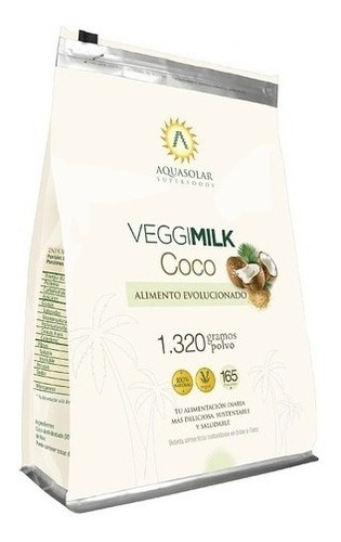 Leche Coco Veggiemilk Polvo Aquasolar 1320gr