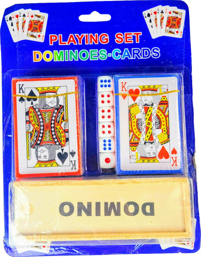 Domino + 2 Naipe Carioca + 6 Dados Set Premium Juego Carta
