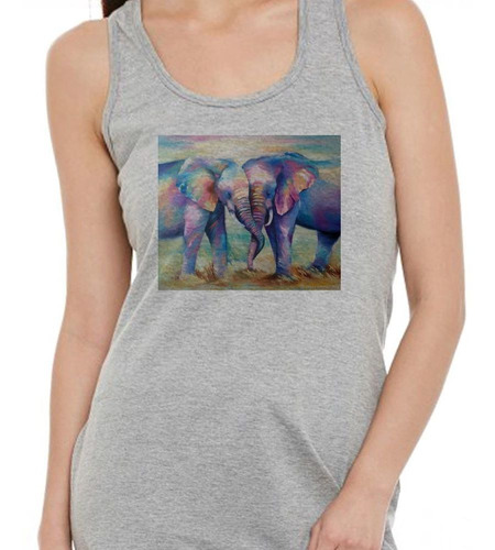 Musculosa Elefantes Juntos Pintura Art