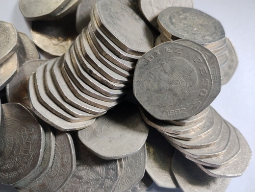 1 Kilo De Monedas Mexicanas 10 Pesos Nickel Revuelto (Usado)