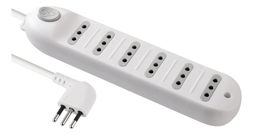 Alargador Zapatilla Multiple 6 Tomas 3 Mts Con Switch Blanco