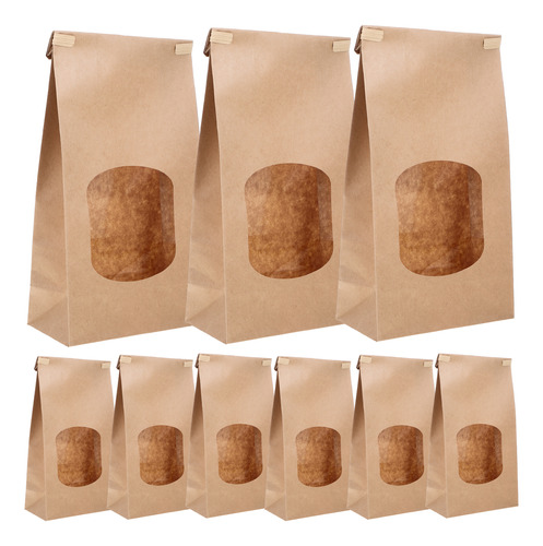 50 Bolsas De Pan De Papel Kraft Con Ventana Para Hornear En