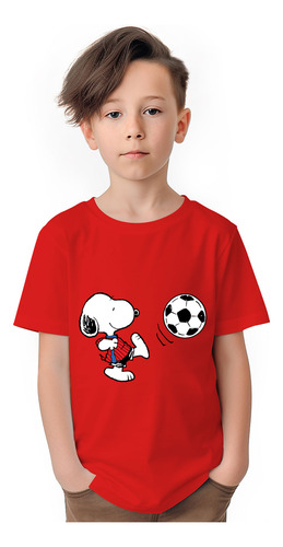 Polera Niños Snoopy Futbol Roja Peanuts 100% Algodon Wiwi