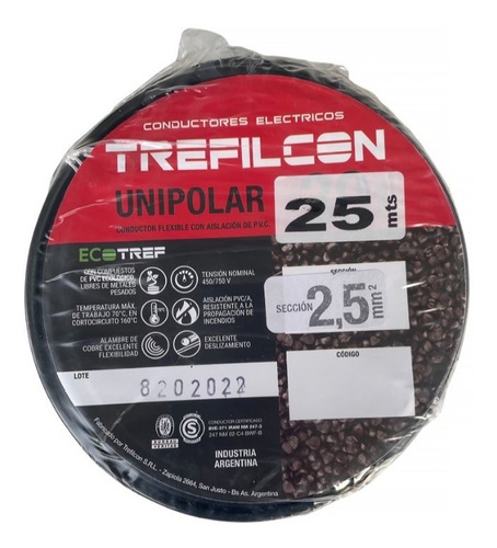 Cable Unipolar 2.5mm Normalizado Trefilcon Rollo X 25mts E.a