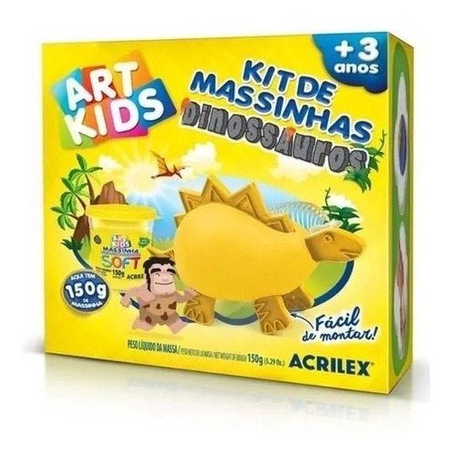 Kit Massinha Dinossauros Kids Acrilex Soft Modelar E Montar