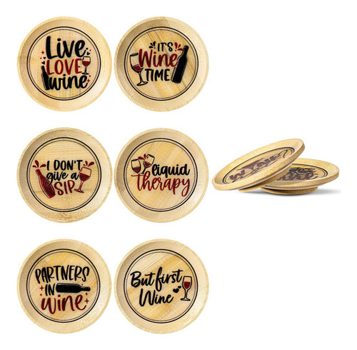 Cubiertas De Bambú Para Copas De Vino, Charcutería, 8 Unidad