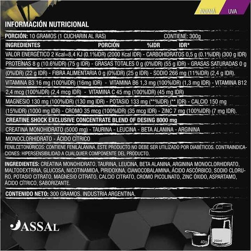 Crea Shock Creatina Nutrilab Fuerza, Energía, Resistencia