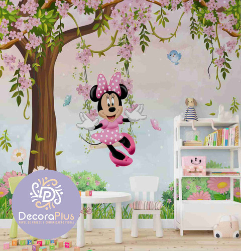 Kit Foto Mural Parede Painel Disney Minnie Balanço 6m²