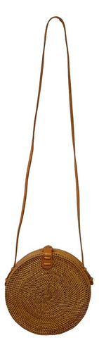 Bolsa De Palha Rattan Redonda Com Alça 20cm