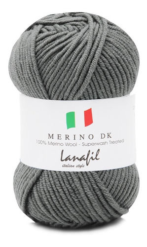 Lã Merino Dk Superwash Lanafil 50g 105mts Crochê Tricô Cor 3173/74M- Cinza Médio