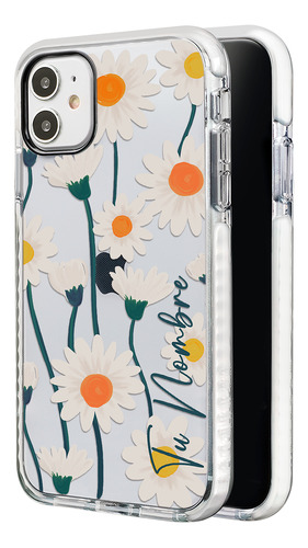 Funda Para iPhone Con Nombre Para Mujer Flores Margaritas