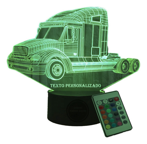 Lampara 3d Trailer Texto Personalizado 16 Colores Control Re