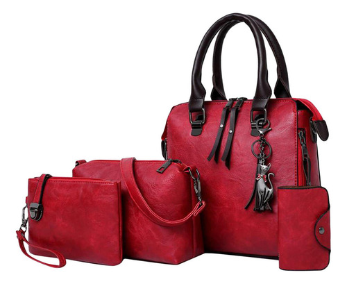 4 Unids / Set Bolsos De Moda Para Mujer, Bolso De Hombro,