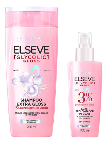 Kit Elseve Glycolic Gloss Shampoo + Sérum Loréal Paris