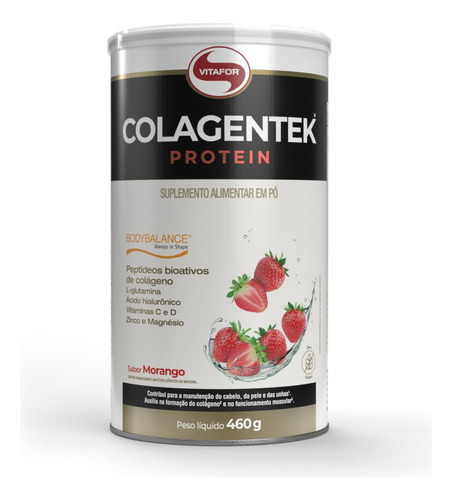 Colagentek Protein Morango 460g Vitafor Morango